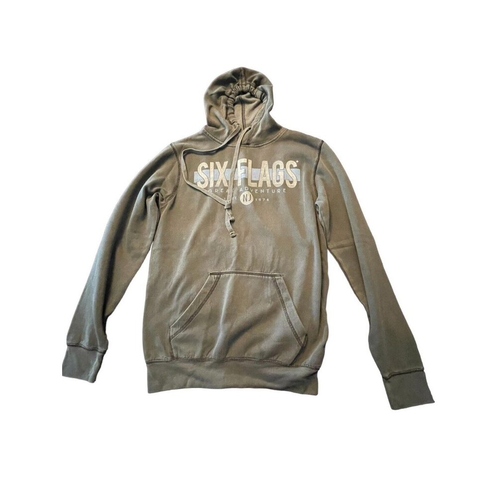 Six Flags Great Adventure NJ Hoodie Sweatshirt Size Adult Small Gray‎ Pullover